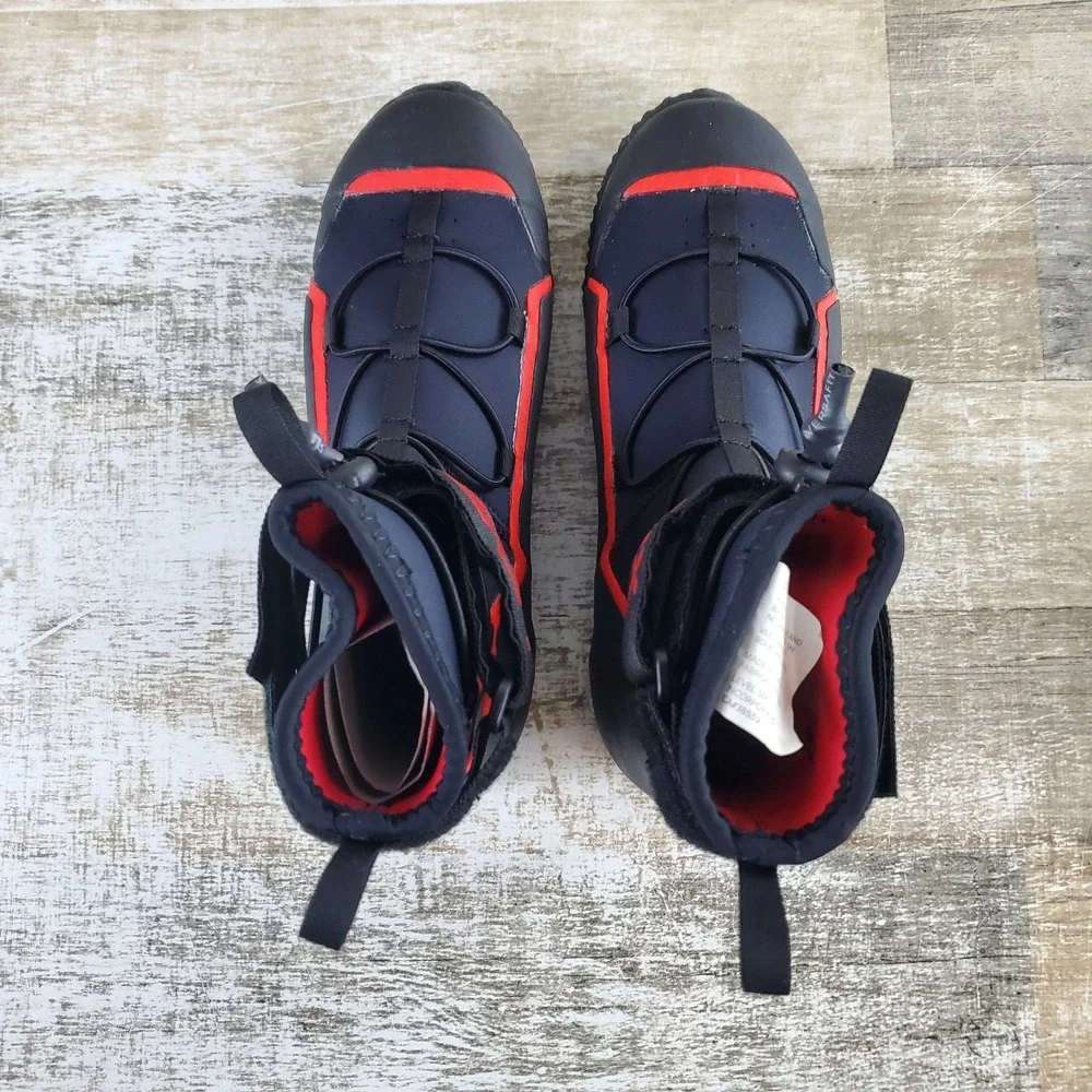 Level Six Creek 2.0 Mens Sz 7 Neoprene Boots Black Red Mid Top Water Sport